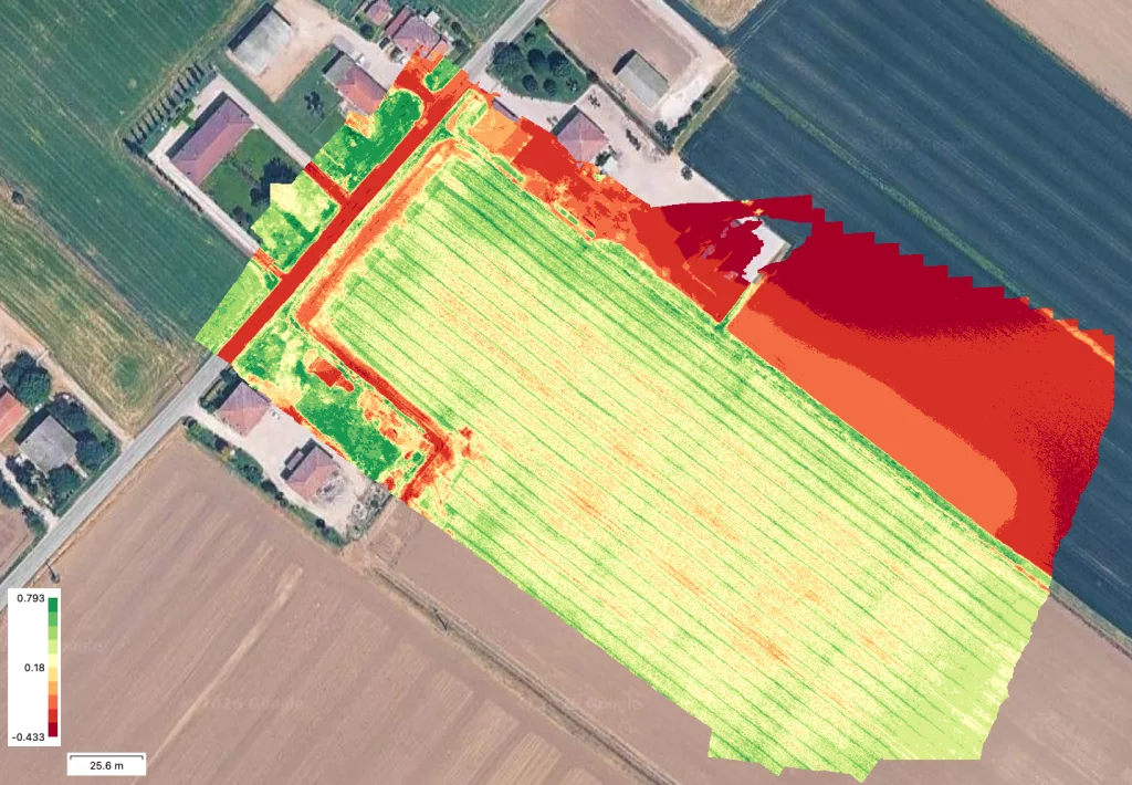 mappa di vigore per agricoltura di precisione con droni a bologna